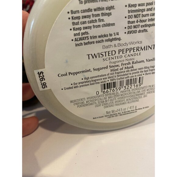 Bath & Body Works “Twisted Peppermint” New 3 Wick Candle - Picture 6 of 6